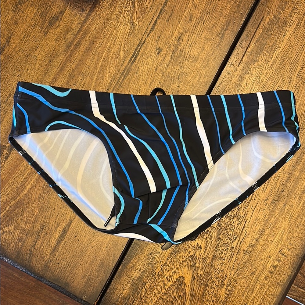Vibrant Blue and Black Men's Swim Trunks